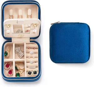 Plush Velvet Travel Jewelry Case, Travel Jewelry Organizer, Jewelry Travel Case, - Picture 1 of 42