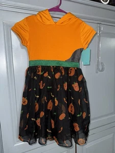 Squishmallows Pumpkin Cat Costume Girls Small Orange Kids Halloween Dress NWT - Picture 1 of 6