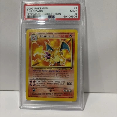 2002 Pokémon CHARIZARD Legendary Collection Non-Holo “PSA MINT 9” Card 3/110 - Image 1 of 4