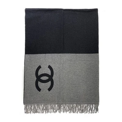 CHANEL VIP Gift CC Logo Blanket Dark Gray / Light Gray 5ET0277 126543923 - Image 1 of 2