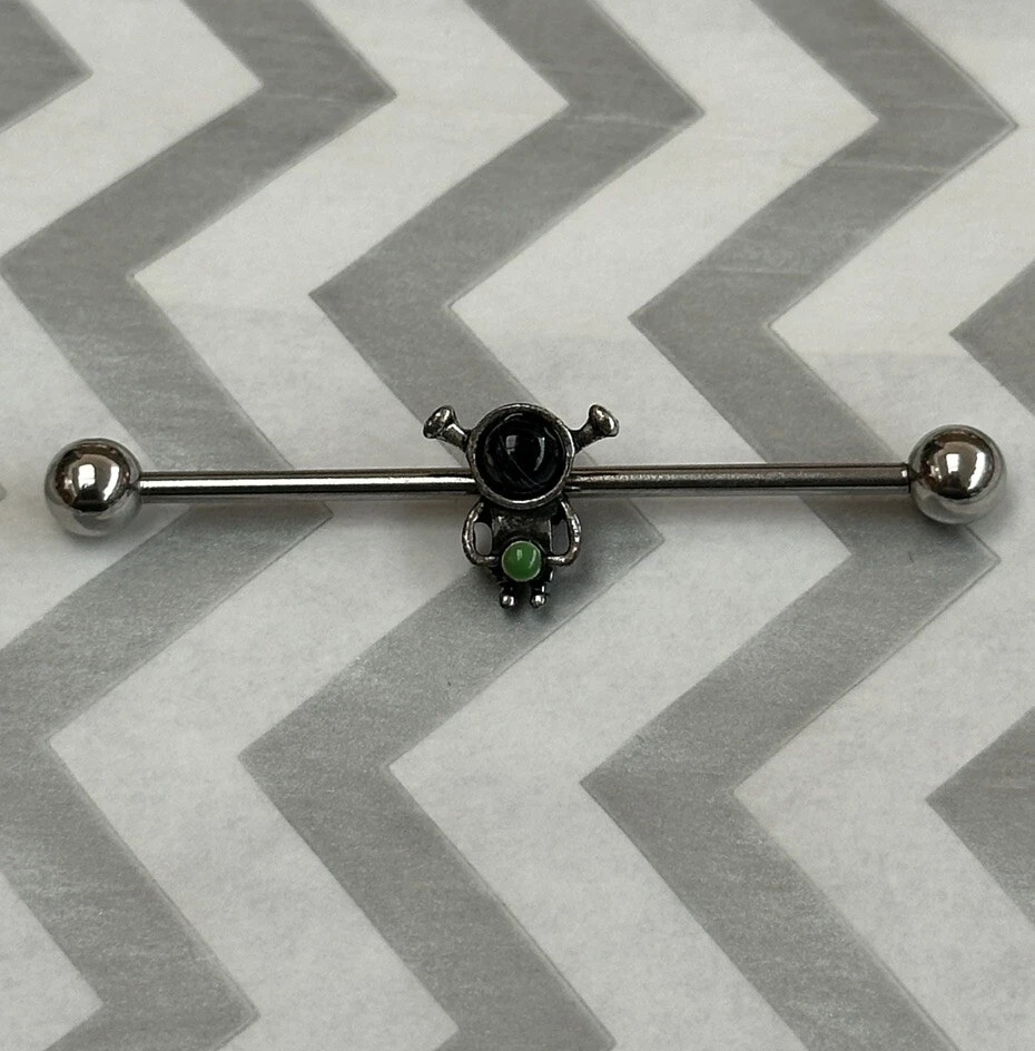 "Barbell industrial marciana extraterrestre calibre 14 Space Man nuevo pendiente cartílago 1,5""" Foto 1 de 1