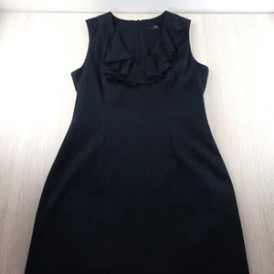 Cue Sheath Dress Women's Size 10 Fitted Sleeveless Ruffled V Neck Knee Length - Picture 1 of 14