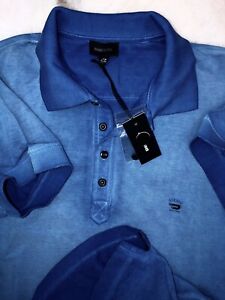 DIESEL T Hamal  Stonewash Open Pique Mediterranean Blue Polo Shirt Size S $148