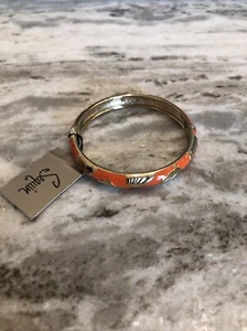 Sequin Nordstrom Orange Thin Silver Tone Enamel Hinge Bangle $25 NWOT # - Picture 1 of 7