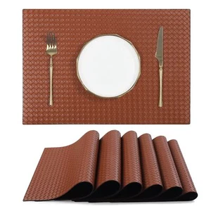 Summer Washable PVC Placemats Set of 6 Waterproof Placemats for Daily Use Bro... - Picture 1 of 6