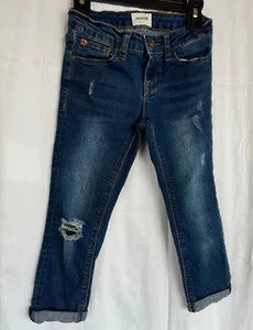 Hudson dark washed factory distressed capri jeans, girls 8 - Picture 1 of 5