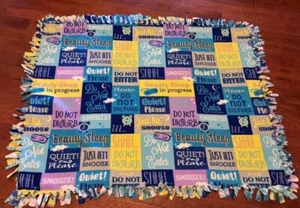 Baby Tie Blanket Unisex Fleece  Clouds/lullaby Sayings 40”x55” - Picture 1 of 8
