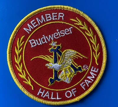 Budweiser Hall Of Fame Anheuser Busch Beer Iron On Logo Patch 3.5” - Image 1 of 2