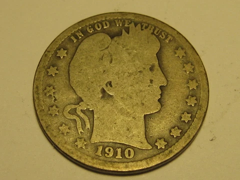 1910-P 90% Silver Barber Quarter        ^^^^^ Cover