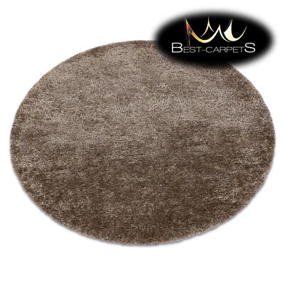 Amazing Modern Rug shaggy "FLUFFY" 5cm, circle, single-colour BEIGE High Quality - Image 1 of 4