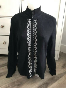 Rino Rossi Black knit Sweater Zip-Up Cardigan Women's Size L - Bild 1 von 5