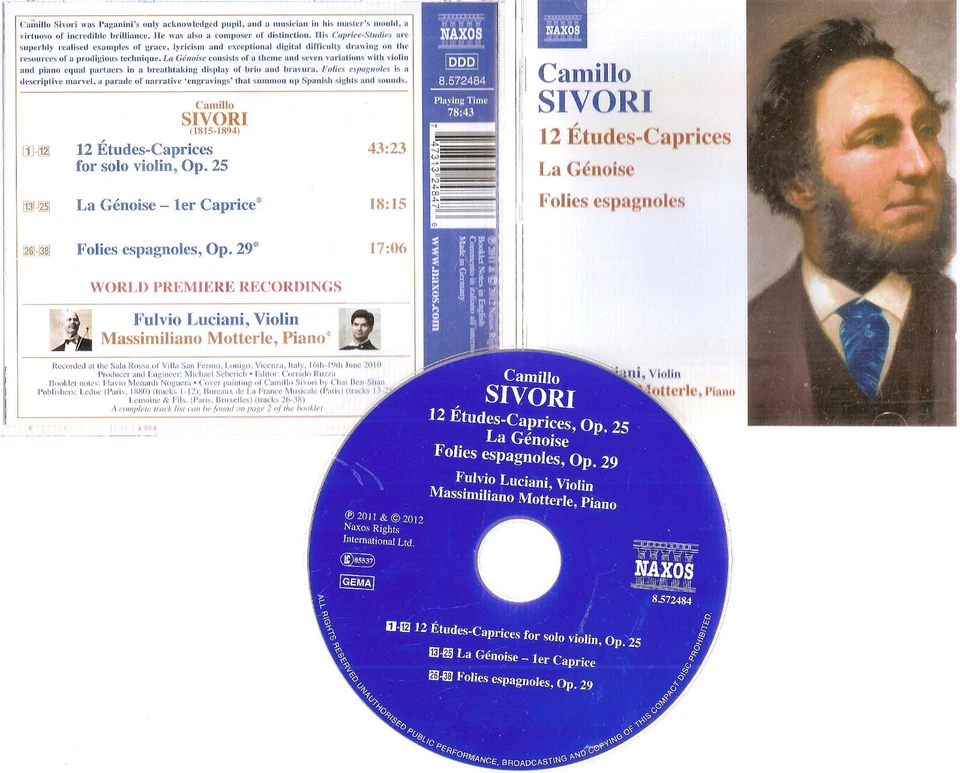 Sivori: 12 Etudes-Caprices & Genoise & Folies Espagnoles CD #0122EJ Foto 1 de 1