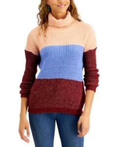 MSRP $44 Planet Gold Juniors' Colorblocked Turtleneck Sweater Multicolor Size XS