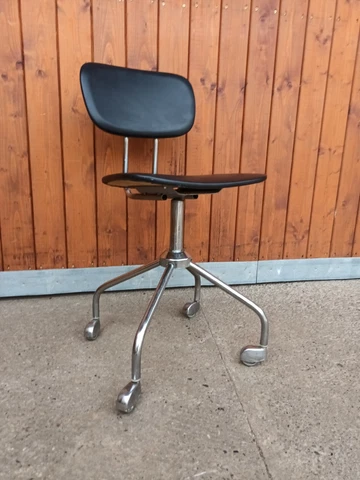 Office Chair Swivel Chair 70er Vintage Executive Chair Black Chrome Architects Cover