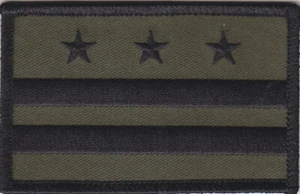 Washington DC Flag Patch SUBDUED BLACK on OD GREEN District of Columbia - Picture 1 of 1