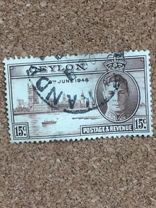 UAIS Ceylon Stamp Used King George VI 1946 London Parliament Thames Sri Lanka - Picture 1 of 3