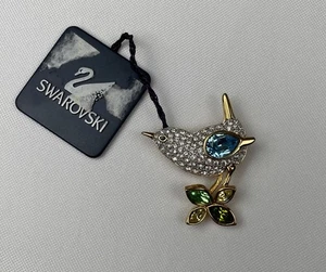 Vintage Swarovski Wren Bird on a Flower Brooch Pin NEW!! - Picture 1 of 7