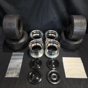 Maßstab 1/4 3" Zoll Rad & Reifen Set Vielspeiche schwarz / chrom (4) - Bild 1 von 10