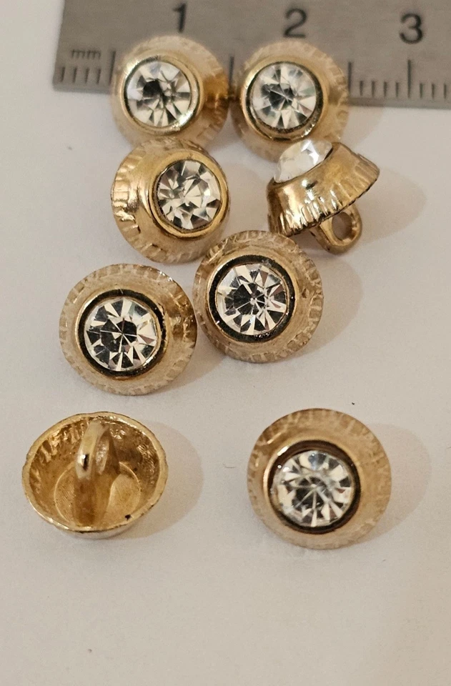 Metal Gold Buttons 10 mm Stone Button. Footed Metal Gold Button. 10 Pieces - Image 1 of 4