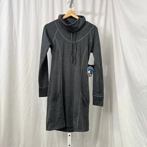 Kuhl Lea Dress Womens XS Charcoal Gray Long Sleeve Cowl Neck Hiking Fall Pockets - Picture 1 of 13