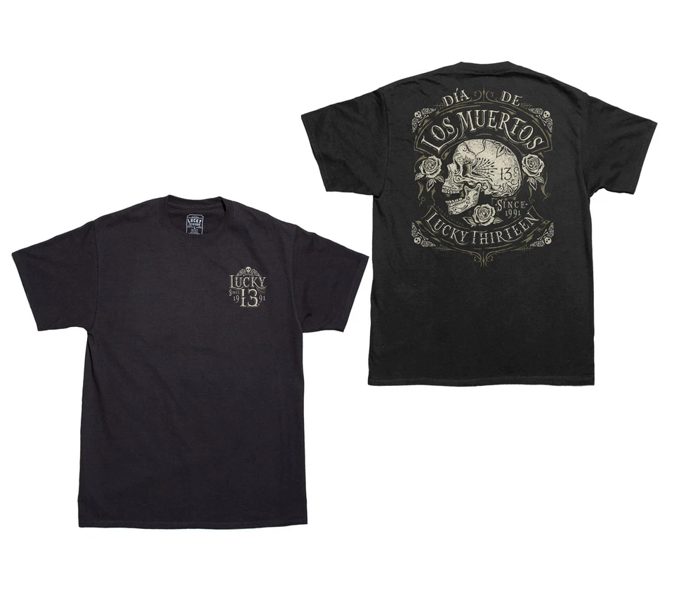 Auténtica Camiseta LUCKY 13 Dead Skull Día De Los Muertos S M L XL 2XL 3XL NUEVA Foto 1 de 1