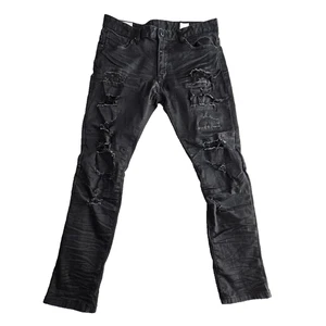 Smoke Rise Jeans Men's 38x32 Black Distressed Stretch Hand Crafted & Finished - Picture 1 of 23