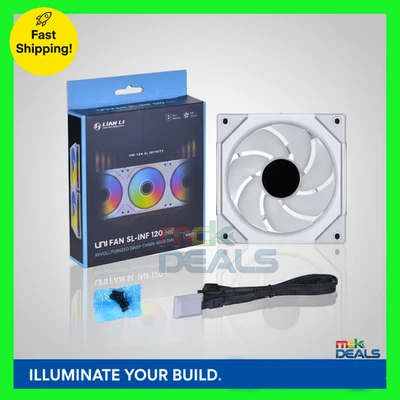 Lian Li UNI Fan SL-Infinity 120mm White ARGB PWM UF-SLIN120-1W Single Pack - Image 1 of 4