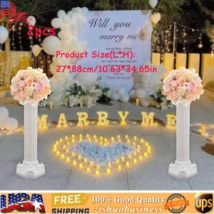2PCS Plastic White Wedding Party Roman Pillar Artistic Roman Column Statue - Picture 1 of 14