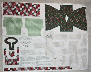 Vintage Fabric Panel Sew Cat Doll Country Calico Clothes Kitten Christmas READ - Picture 1 of 14