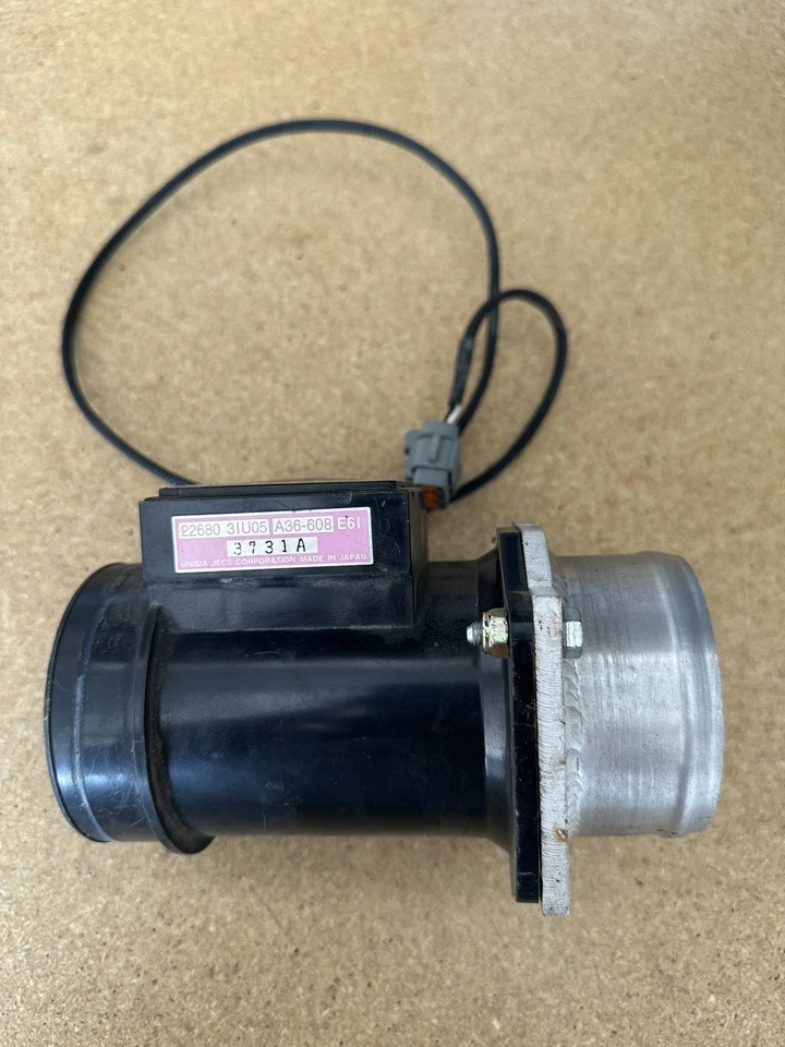 SENSOR DE FLUJO DE AIRE MÁSICO JDM NISSAN RB25DET NEO MAF 22680 31U05 A36-608 E61 OEM USADO Foto 1 de 4