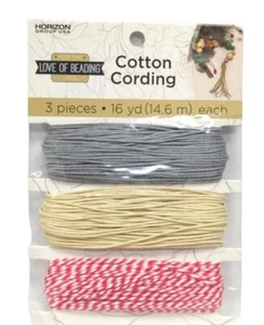 Cuerdas de algodón rojo blanco beige gris 16 yardas - Imagen 1 de 1