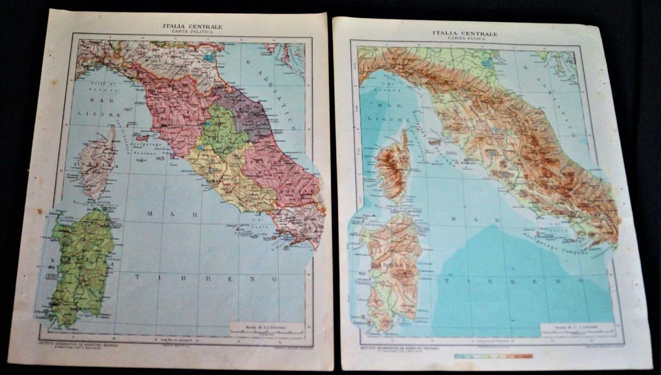2 AGOSTINI INSTITUTO DE GEOGRAFIA ATLAS MAPA PÁGINA PLACA CENTRAL ITÁLIA 1928 VINTAGE - Imagem 1 de 1