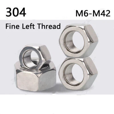 Left Hand Thread 304 Stainless Steel Hexagon Hex Nuts With Fine Thread M6-M42 - Image 1 of 4