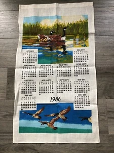 VINTAGE 1986 CANADA GOOSE CALENDAR TEA TOWEL SOUVENIR NEW - Foto 1 di 5