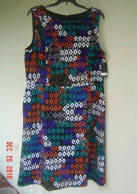 NUEVO CON ETIQUETAS VESTIDO DE CARRERA NINE WEST AZUL NEGRO LUNARES ACAMPANADO TALLA 10 TALLA 16 $79 Foto 1 de 2