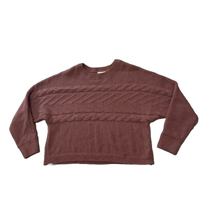 Suéter Marrón FULL TILT Para Mujer M Suave Horizontal Tejido con Cable Preppy Pullover Crew Foto 1 de 4