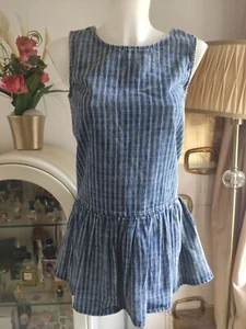 Beautiful Ladies Girls Textured Denim Pinafores Zipped Mini Dress size UK6 BNWOT - Picture 1 of 11
