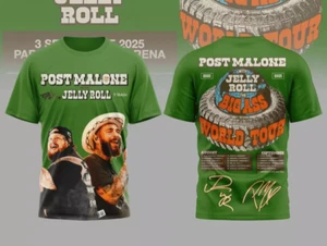 Post Malone With Jelly Roll World Tour 2025 3D T-Shirt All sizes JJ5346 - Picture 1 of 2