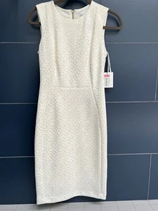 Calvin Klein Mantel Kleid weiß elfenbeingold Größe 4 neu mit Etikett - Bild 1 von 9