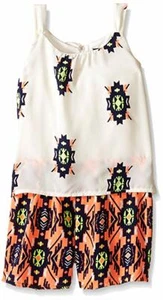 My Michelle Girls' Big Sleeveless Romper with Tie Back and Printed Shorts Med - Picture 1 of 2