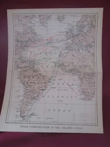 Antike Karte "Dampfkommunikation im Atlantik" Cassell & Company - Bild 1 von 1