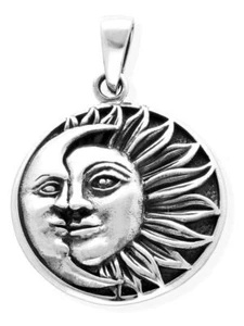 viTalisman Unisex Amulett aus 925 Sterling Silber Kette Anhänger Sonne Mond ma6- - Picture 1 of 4