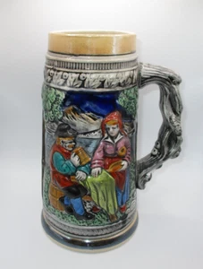 Vintage Ceramic  Beer Stein Mug  Made in JAPAN Peach Lustre Glaze Trim 1950s 60s - Picture 1 of 5
