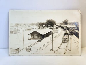 RPPC Roundup Montana Railroad Depot Rail Car Yard ELK Hotel Saloon Business 1920 - Picture 1 of 10