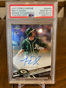 2017 Topps Chrome Matt Olson RC Rookie Autograph PSA Gem Mint 10 Braves A's - Picture 1 of 4