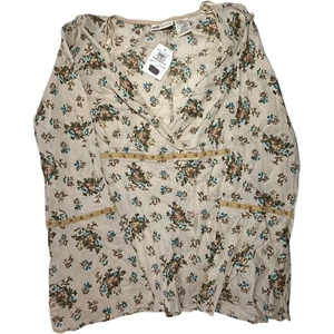 Faded Glory Vintage Peasant Babydoll Top Bell Sleeves Sz XL Y2K Fairy Floral - Picture 1 of 6