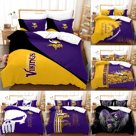 Minnesota Vikings Bedding Sets 3 Pieces Cotton Blend Duvet Cover Pillowcase Gift Cover