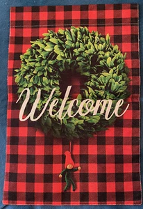 Welcome Garden Flag (19” x 12.5”) Wreath & Garden Gnome. Brand New!! - Picture 1 of 3