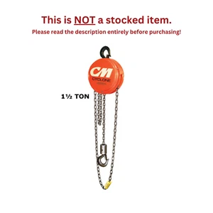 Polipasto de cadena manual CMCO CYCLONE SERIE 646 - TAPA DE 1 1/2 TONELADA. - Elevador de 10 pies - Imagen 1 de 2