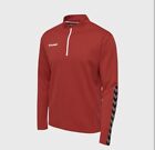 Hummel authentisches Sweatshirt mit halber Reißverschluss rot Größe Large - brandneu mit Etikett - Fußball/Fitnessstudio/Sport